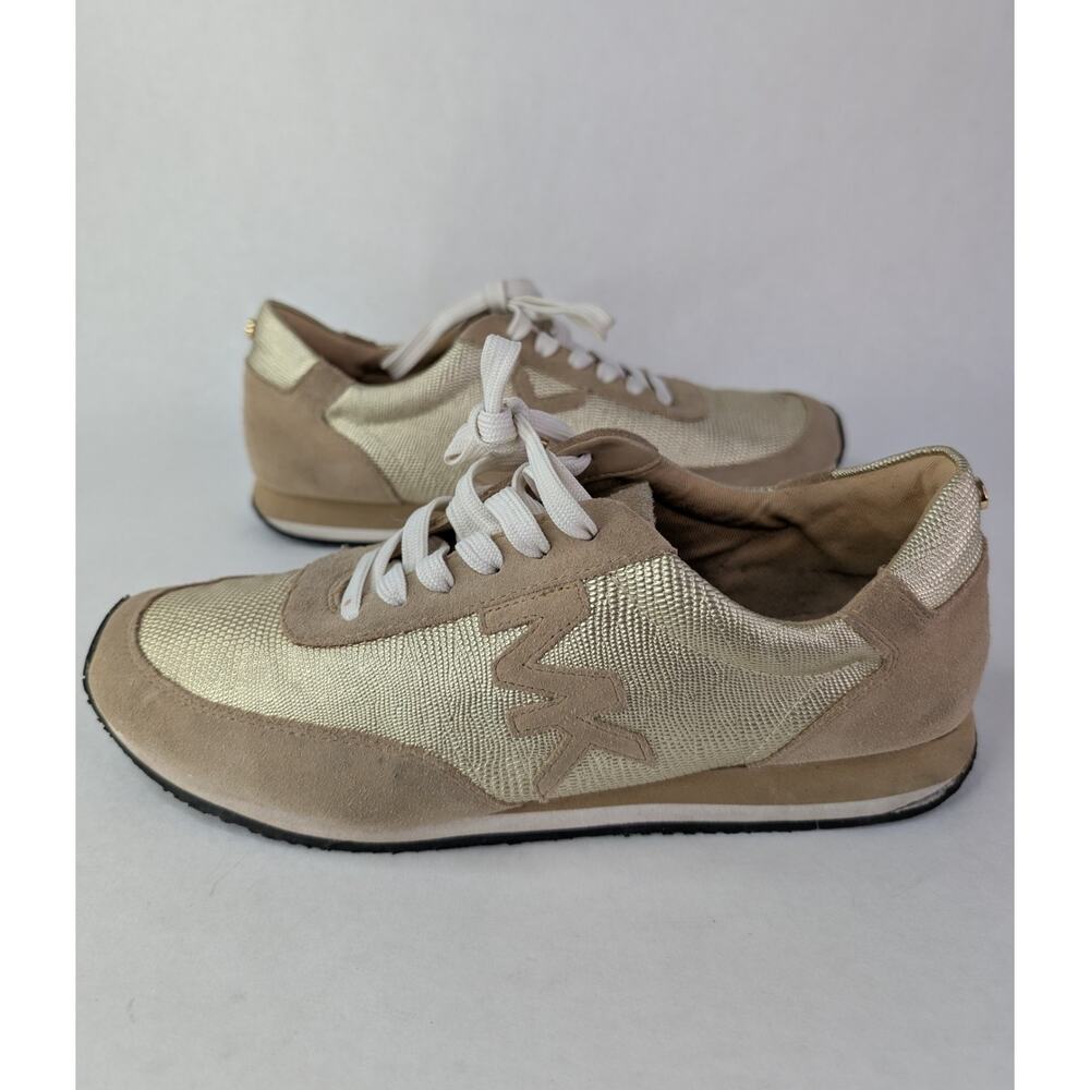 MICHAEL Michael Kors Gold Metallic Stanton Trainer Leather Low Top Lace Up 8M